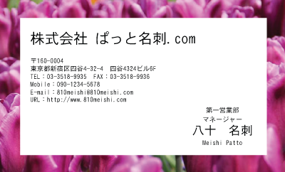 テンプレート名刺【plant-tulip photo-d005-yd】