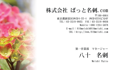 テンプレート名刺【plant-Hydrangea photo-d007-yd】