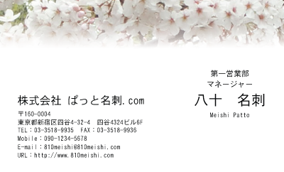 テンプレート名刺【plant- sakura photo-d010-yd】