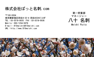 テンプレート名刺【plant-plum flower photo-d004-lm】