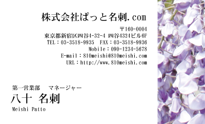 テンプレート名刺【plant-wistaria photo-d007-lm】