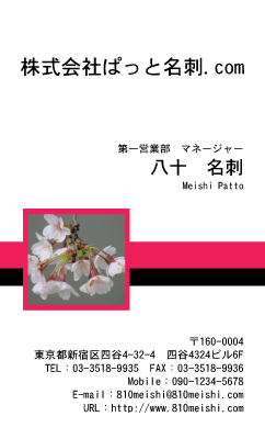 テンプレート名刺【plant- sakura photo-d001-zyz】