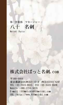 テンプレート名刺【plant-plum flower photo-d006-lmzyz】