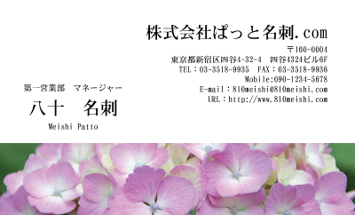 テンプレート名刺【plant-Hydrangea photo-d004-yd】