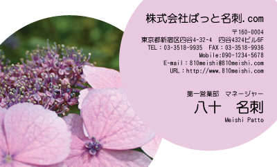 テンプレート名刺【plant-Hydrangea photo-d014-yd】