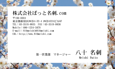 テンプレート名刺【plant-plum flower photo-d005-lm】